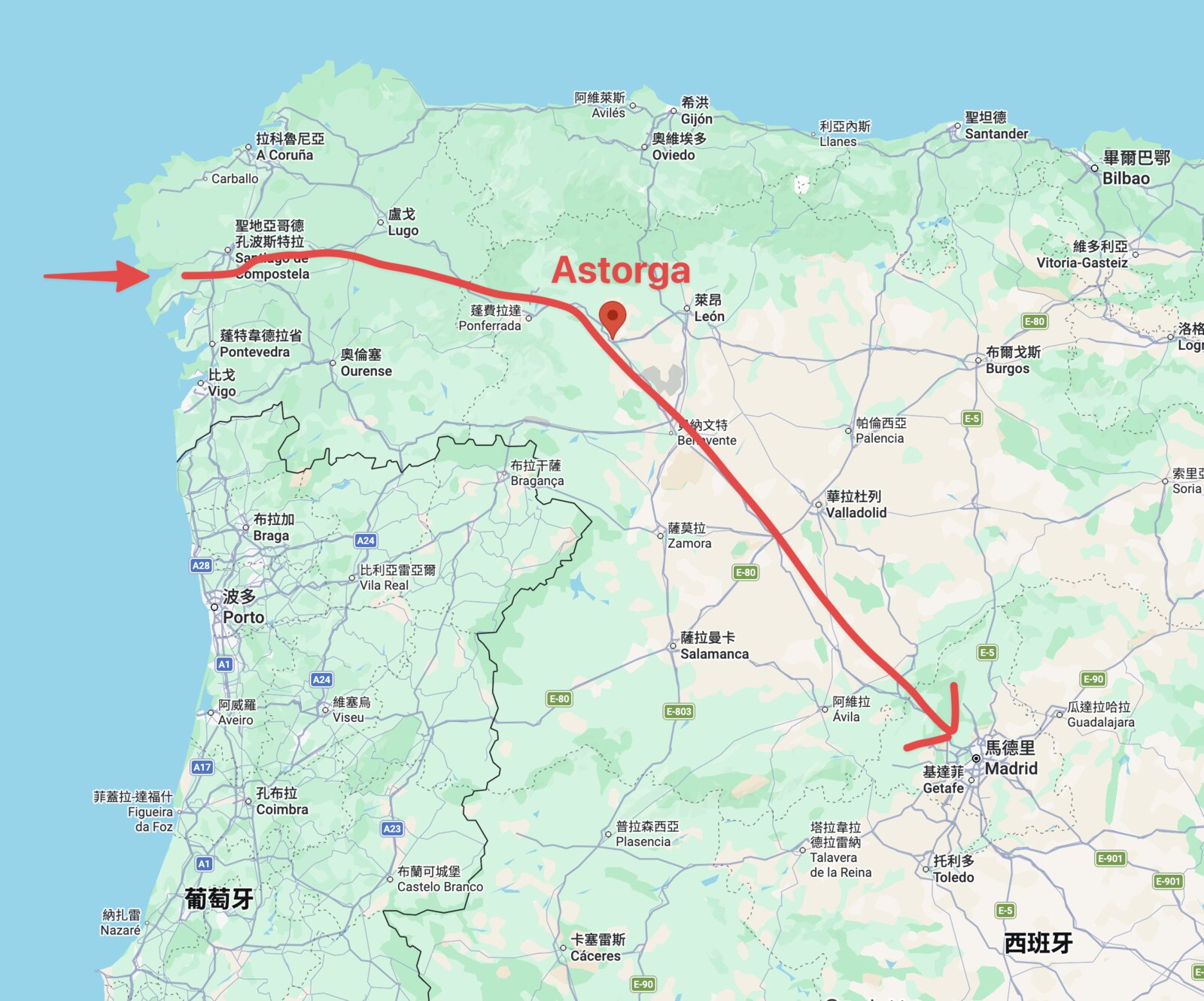 馬拉加托騾夫的運輸路線，Astorga 正好卡在中間的樞紐位置。